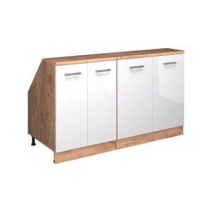 Vicco KUCHYŇSKÁ SKŘÍŇKA POD ŠIKMOU STŘECHU R-Line Bílá vysoký lesk 140 cm Sada 2 korpusů skříně hloubka 60 cm obraz