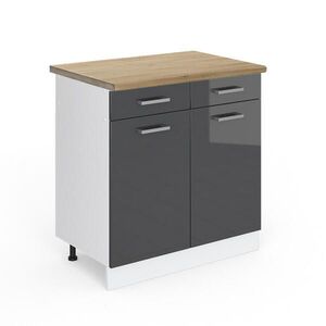 Vicco SPODNÍ SKŘÍŇKA KUCHYŇSKÉ LINKY R-Line Antracitový vysoký lesk 80 cm , PD Dub obraz