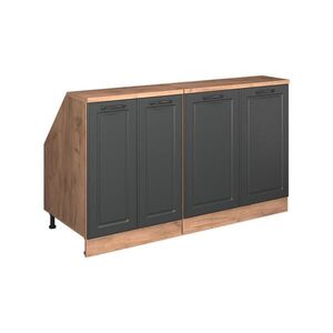 Vicco KUCHYŇSKÁ SKŘÍŇKA POD ŠIKMOU STŘECHU R-Line Antracitový venkovský dům 140 cm Sada 2 korpusů skříně hloubka 60 cm obraz