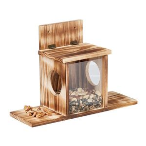 Relaxdays KRMÍTKO Přírodní jedlové dřevo pro veverky 2 vstupy 24 cm obraz