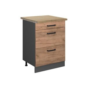 Vicco SPODNÍ SKŘÍŇKA KUCHYŇSKÉ LINKY R-Line Zlatý mocný dub 60 cm se zásuvkami, PD Dub obraz