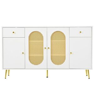 Urban Meuble SIDEBOARD bílý ratan 140 cm 4 dvířka 2 zásuvky obraz