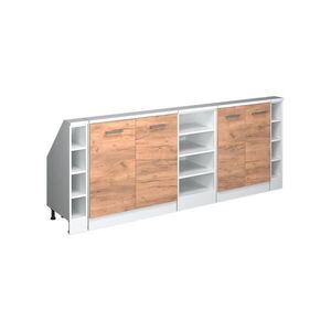 Vicco KUCHYŇSKÁ SKŘÍŇKA POD ŠIKMOU STŘECHU R-Line Zlatý mocný dub 210 cm Sada 5 kusů obraz