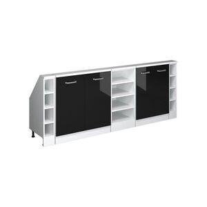 Vicco KUCHYŇSKÁ SKŘÍŇKA POD ŠIKMOU STŘECHU R-Line Černý vysoký lesk 210 cm Sada 5 kusů obraz