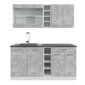 Vicco JEDNOTKOVÁ KUCHYNĚ R-Line Beton/bílá 160 cm , PD Antracit obraz
