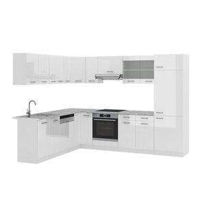 Vicco ROHOVÁ KUCHYŇ R-Line, Bílá vysoký lesk/Bílá, 287 x 227 cm s pracovní deskou obraz