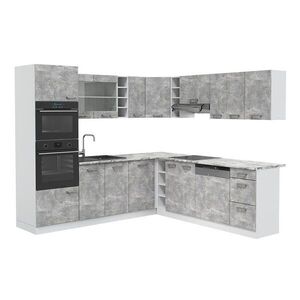 Vicco ROHOVÁ KUCHYŇ R-Line, Beton/Bílá, 247 x 237 cm bez pracovní desky obraz