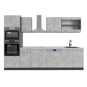 Vicco KUCHYŇSKÝ KOUT R-Line Beton 300 cm s vysokou skříní, PD Mramor obraz