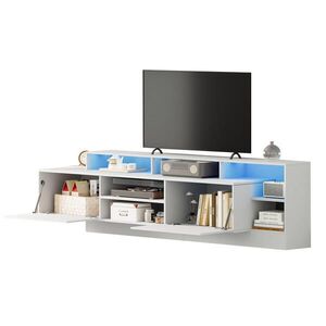 STILVORA TV STOLEK bílý s úložným prostorem a LED osvětlením, do obývacího pokoje, 190×40×48, 5 cm obraz