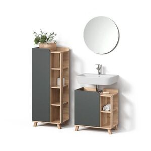 Livinity® KOUPELNOVÝ NÁBYTEK Marano, Antracit, 3dílná obraz