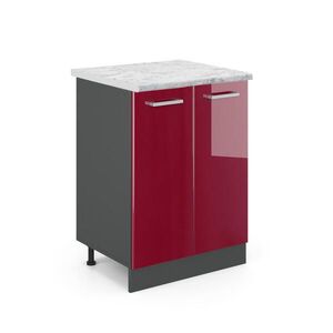 Vicco SPODNÍ SKŘÍŇKA KUCHYŇSKÉ LINKY R-Line Červená vysoký lesk 60 cm PD Mramor obraz