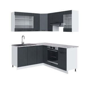 Vicco ROHOVÁ KUCHYŇ Fame-Line, Anthrazit-Gold Landhaus/Bílá, 190 x 160 cm, PD Mramor obraz