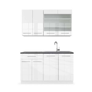 Vicco JEDNOTKOVÁ KUCHYNĚ Fame-Line Bílá vysoký lesk/bílá 140 cm , PD Antracit obraz