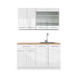 Vicco JEDNOTKOVÁ KUCHYNĚ Fame-Line Bílá vysoký lesk/bílá 140 cm , PD Dub obraz
