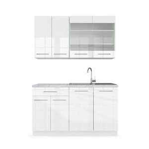 Vicco JEDNOTKOVÁ KUCHYNĚ Fame-Line Bílá vysoký lesk/bílá 140 cm , PD Mramor obraz