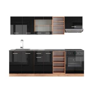 Vicco KUCHYŇSKÝ KOUT R-Line Černý/zlatý dub s vysokým leskem 240 cm , PD Antracit obraz