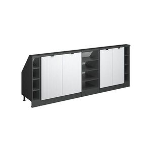 Vicco KUCHYŇSKÁ SKŘÍŇKA POD ŠIKMOU STŘECHU R-Line Bílé zvlnění 210 cm Sada 5 kusů obraz