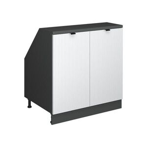 Vicco KUCHYŇSKÁ SKŘÍŇKA POD ŠIKMOU STŘECHU R-Line Bílé zvlnění 80 cm se 2 dveřmi, korpus skříně hloubka 60 cm obraz