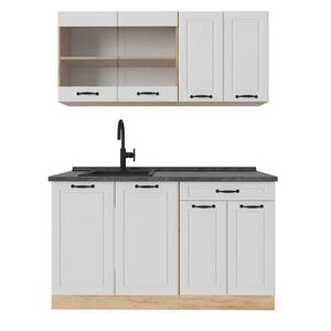 Vicco JEDNOTKOVÁ KUCHYNĚ R-Line Bílý venkovský dům/zlatý dub 140 cm , PD Antracit obraz