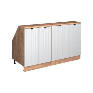 Vicco KUCHYŇSKÁ SKŘÍŇKA POD ŠIKMOU STŘECHU R-Line Bílé zvlnění 140 cm Sada 2 korpusů skříně hloubka 60 cm obraz