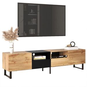 STILVORA TV STOLEK v černé barvě se zásuvkami do obýváku, 190×38×48 cm obraz
