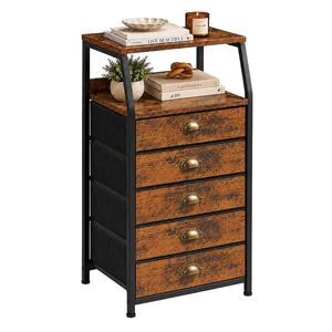 Relaxdays KOMODA vintage hnědá černá 5 zásuvek 110x40x29 cm obraz