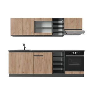 Vicco KUCHYŇSKÝ KOUT R-Line Zlatý dub power/antracit 240 cm Tvar J obraz