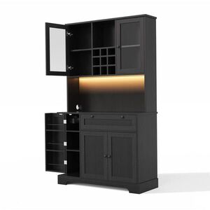 Redom BUFFET 180/105/40 cm s LED osvětlením, zásuvkou, USB porty a nastavitelnými policemi, Černá obraz