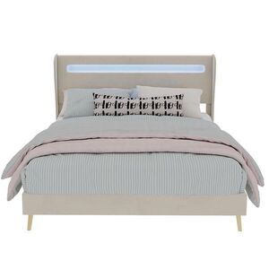 Redom ČALOUNĚNÁ postel 140/200 cm s LED osvětlením, nastavitelným čelem a stabilní konstrukcí, Béžová obraz