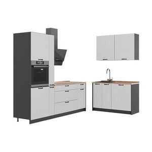 Vicco KUCHYNĚ Fame-Line, Bílý venkovský dům/Antracit, 220 x 120 cm, PD Dub obraz