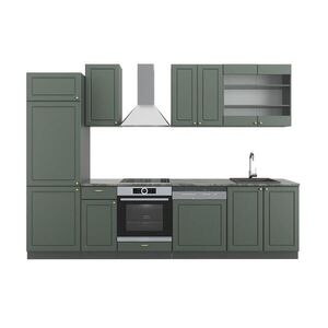 Vicco KUCHYŇSKÝ KOUT Fame-Line Zeleno-zlatá Country House/Anthracite 300 cm bez pracovní desky obraz