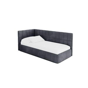 ALTDECOR JEDNOLŮŽKOVÁ POSTEL pro mládež s úložným prostorem a matrací H3/H4, vpravo - TULY 100x200 tmavě šedá obraz