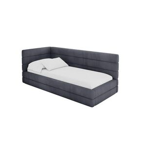 ALTDECOR JEDNOLŮŽKOVÁ POSTEL pro mládež s úložným prostorem a matrací H3/H4, vpravo - BEMY 100x200 tmavě šedá obraz