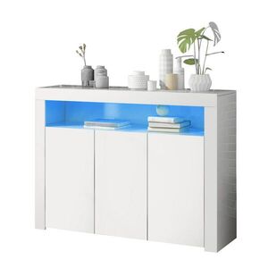 OKWISH BOČNÍ skříň 130/35/95 cm bílá z dřevotřísky s LED osvětlením a vysokým leskem obraz