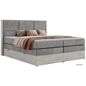 MKS POSTEL BOXSPRING DELNOR KING 140/200 - Světle šedá Samet - Topper T25 - H3 obraz