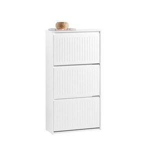 SoBuy BOTNÍK se třemi dveřmi Bílá 60x25x120cm Minimalistický obraz