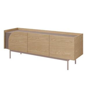 Beautysofa NÍZKÁ KOMODA Camel se 3 dvířky a rýhovaným detailem, 147 cm, jarní dub + Toffee obraz