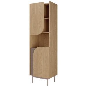 Beautysofa KNIHOVNA Camel se 2 dvířky a rýhovaným detailem, 60 cm, jarní dub + Toffee obraz