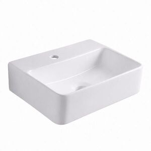 Relaxdays UMYVADLO Bílé keramické závěsné hranaté s otvorem pro baterii 37x27 cm obraz