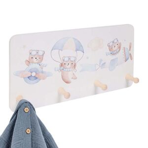 Relaxdays VĚŠÁK vícebarevný 4-háčky MDF borovice 20x40 cm obraz