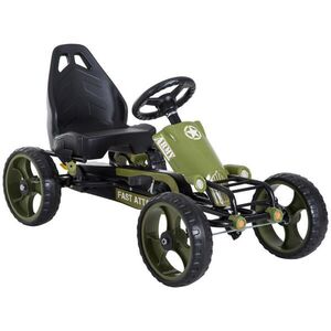 HOMCOM GO Kart Kettcar s ruční brzdou Dětské šlapací autíčko Šlapací vozidlo od 3 let Zelené obraz