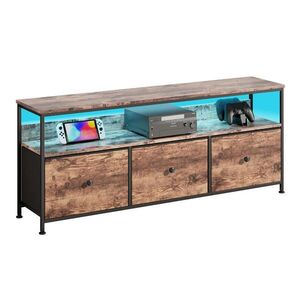 TV stolek, TV deska s LED osvětlením, 108 cm, 3 látkové zásuvky obraz