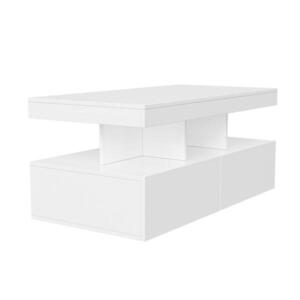EuroLiving KONFERENČNÍ stolek 104x53 cm s LED osvětlením, zásuvkami a 2 zásuvkami, bílý obraz
