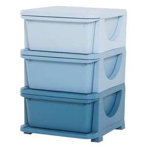 HOMCOM ÚLOŽNÉ BOXY pro děti, 3 velké zásuvky, plast, modrá obraz
