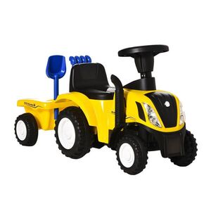 HOMCOM DĚTSKÉ ŠLAPACÍ AUTO, modré/žluté, PP + kov obraz