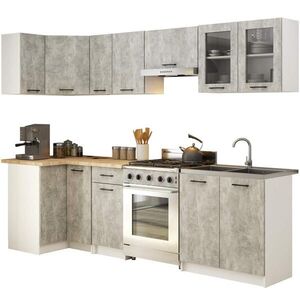 RAUMHIRSCH FURNITURE KUCHYŇSKÝ BLOK Bílá, Beton 203/300/46 obraz