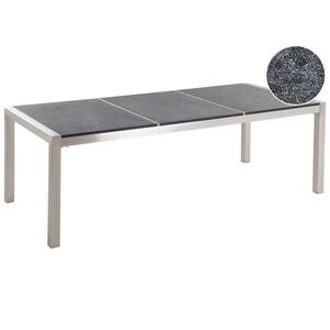 Beliani ZAHRADNÍ STŮL Nerezová ocel/Přírodní kámen černý opálené 220/100 cm Grosseto obraz