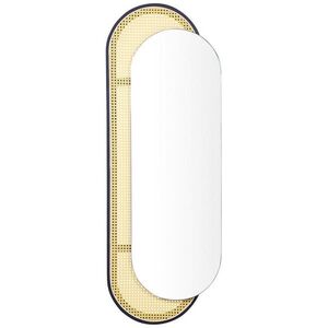 Beliani NÁSTĚNNÉ ZRCADLO Ratan přírodní/černé oválné 51/143 cm Creil obraz