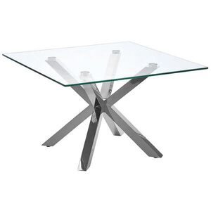 Beliani KONFERENČNÍ STOLEK Sklo Stříbrný čtvercový 70/70 cm Starlight obraz