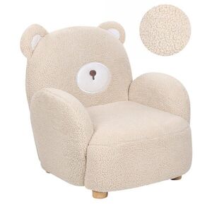 Beliani DĚTSKÉ KŘESLO Teddybär Bouclé Béžové Boo obraz